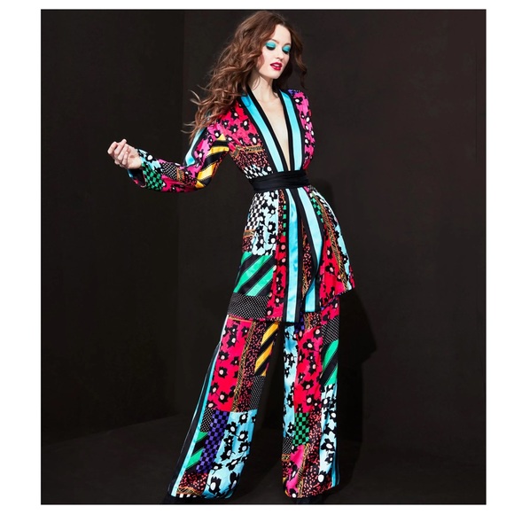 ALICE + OLIVIA Graphic Patchwork Pants - Picture 2 of 12